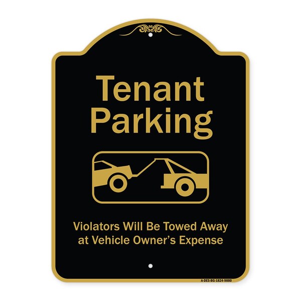 Designer Series-Tenant Parking Violators Towed Away With Graphic, 24" x 18", BG-1824-9880